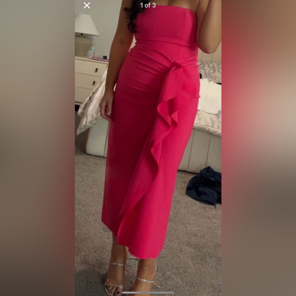 Chic Fuchsia Maxi Skirt with Ruffle Detail
